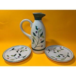 CIC Olive Oil Dispenser and 2 Bread Plates Set Appetizers Italian Dinner Gift